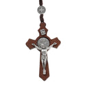 Chain Catholic Rosary Necklace Wood Beads Necklace Cross Pendant Cross Necklace