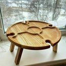Wooden Outdoor Folding Picnic-Table With Glass Holder Glass Wine 2 1 R9I3 M5D1