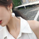 Statement Korea Women Alloy Crack Shell Flower Petal Earrings White Dangle Stud