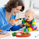 Stainless Steel Silicone Carrot Cutlery Feeding Plate Training Spoon Set Newly