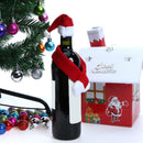 2pcs Christmas Non-woven Fabric Hat Scarf Red Wine Bottle Christmas Decor