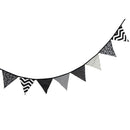 12pcs Flags 3.2m Black White Cotton Rustic Wedding Banner Garland Party