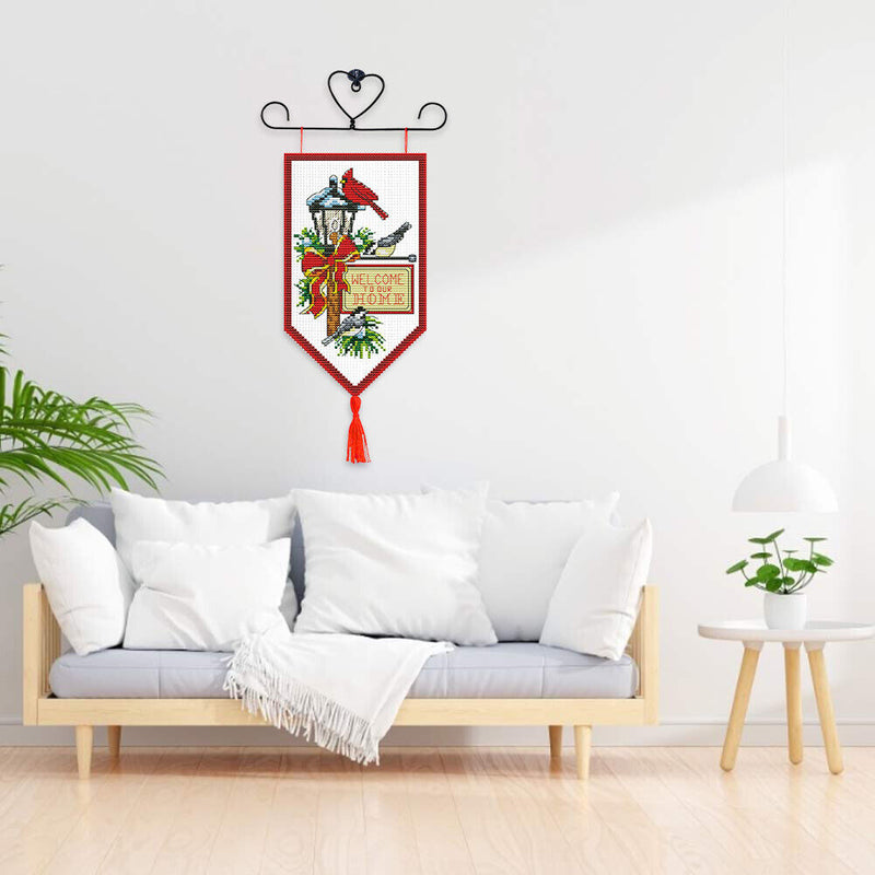 Christmas Banner Pendant 14CT Stamped Cross Stitch Needlework Set (015) Newly