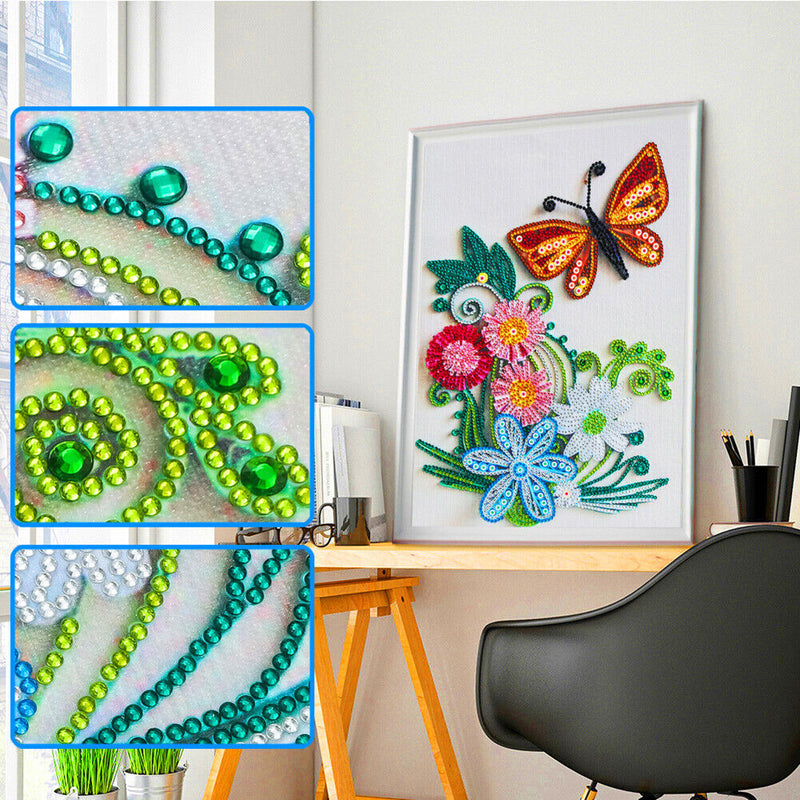 Quilling Flower Partial Special Shape Crystal Diamond Painting DIY (GT197) Newly