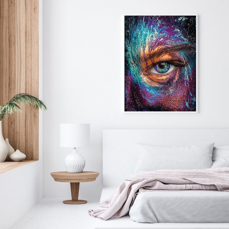 Home DIY Hand Painted Paint By Numbers Oil Canvas Pictures Starry Sky Eyes