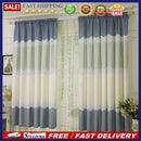 2PCS Wide Strip Shading Curtain Bedroom Semi Blackout Purdah(Blue)