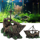 Aquarium Ornament Sailing Boat Sunk Ship Destroyer Fish Tank Cave Decor