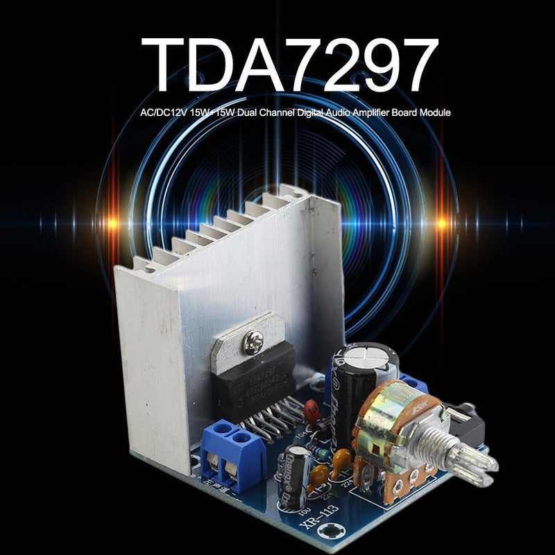 AC/DC12V TDA7297 2x15W Digital Audio Power Amplifier DIY Kit Dual Channel Module