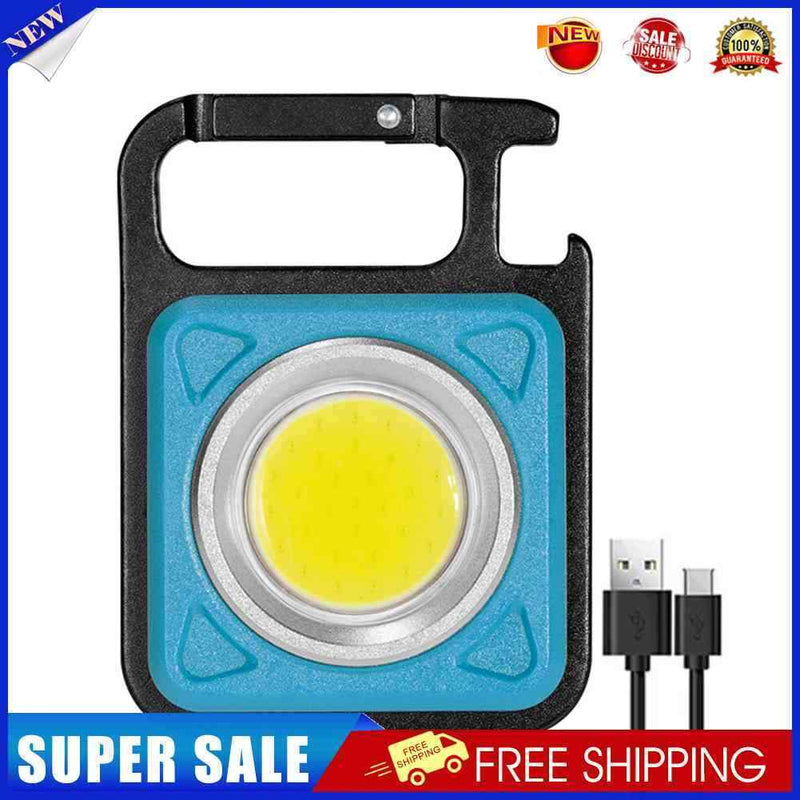 LED Keychain Flashlight USB 500 Lumen Outdoor Camping Working Light (Blue)