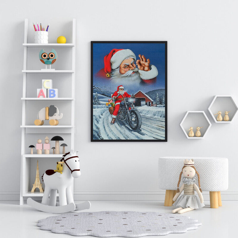 Frameless Oil Paint By Numbers DIY Santa Claus Present Picture Craft for Room