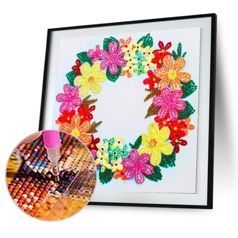 5D DIY Colorful Wreath Part Special Drill Diamond Painting Mosaic Artwork Newly