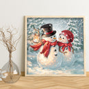 11CT Full Embroidery Christmas Snowman Cotton Print Cross Stitch Home Decoration