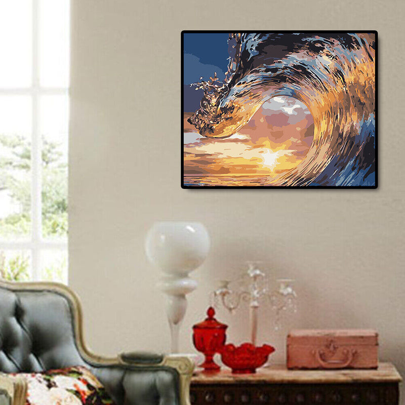 Sea Wave Painting By Number Kit Acrylic Paints Set DIY Handpainted Drawing