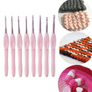 8pcs Plastic Handle Knitting Needles Aluminum Crochet Hooks DIY Tools Set 2-6
