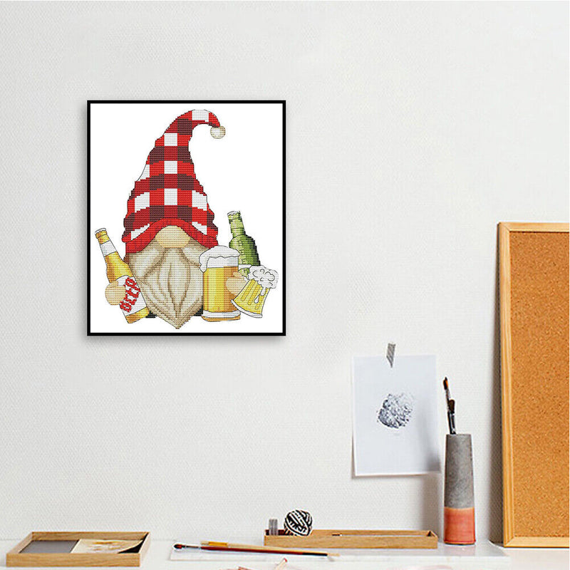 14CT Counted Partial Embroidery Set Beer Goblin Needlework DIY Cotton Art Craft