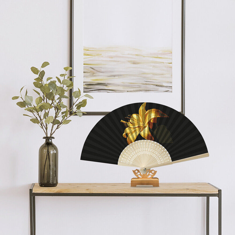 Flowers Folding Fan DIY Handmade Oil Paint By Numbers Craft Fans (Lily)