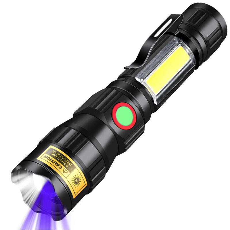 Portable T6+COB+365nm LED UV Lights 350lm 7 Modes Repair Inspection Flashlight