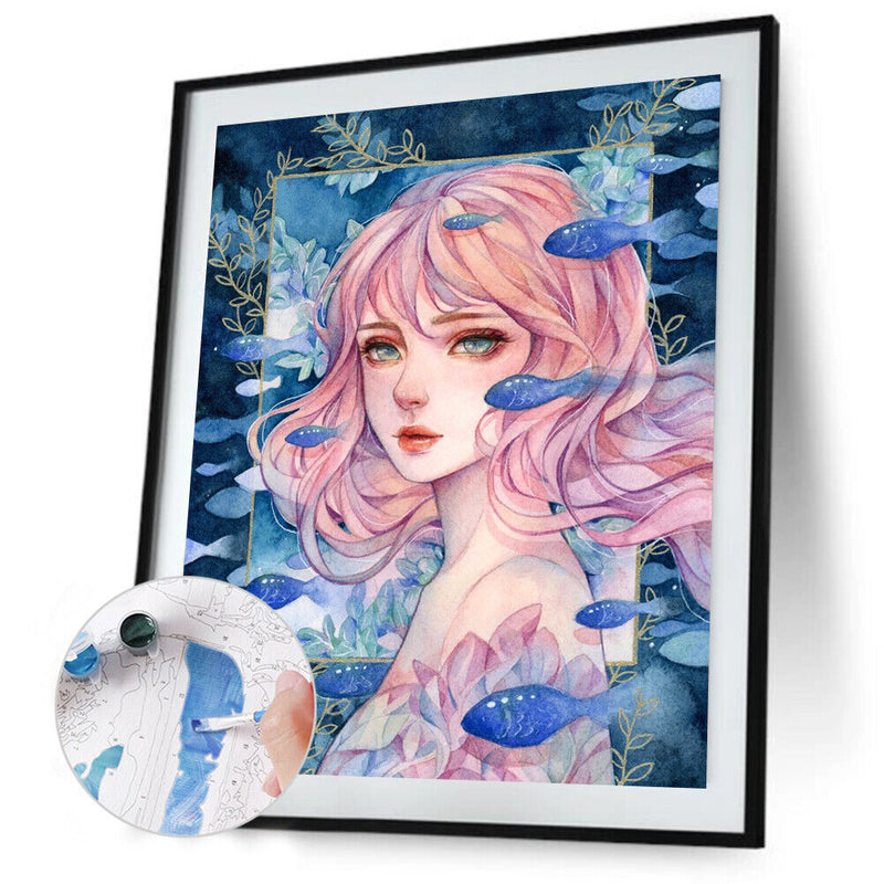 Oil Paint Painting Girl By Numbers Coloring Picture Digital Drawing M066