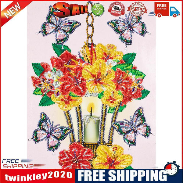 Diamond Painted 5D DIY Lamp and flower Partial Special Rhinestone Set