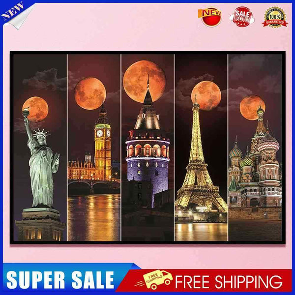 #A World Famous Places Full Cross Stitch 14CT Cotton Thread Printed Embroidery K