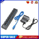 7 PORT USB 3.0 HUB 5 Gbps With Power On/Off Switch Adapter Cable For PC