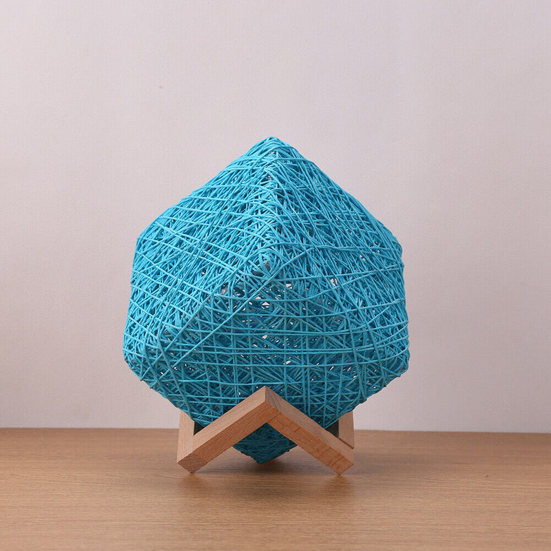 LED Square Bamboo Rattan Night Light Room Starry Sky Project Lamp (Blue) Newly