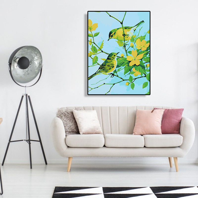 DIY Digital Oil Painting By Numbers Birds on Branch Canvas Acrylic Picture