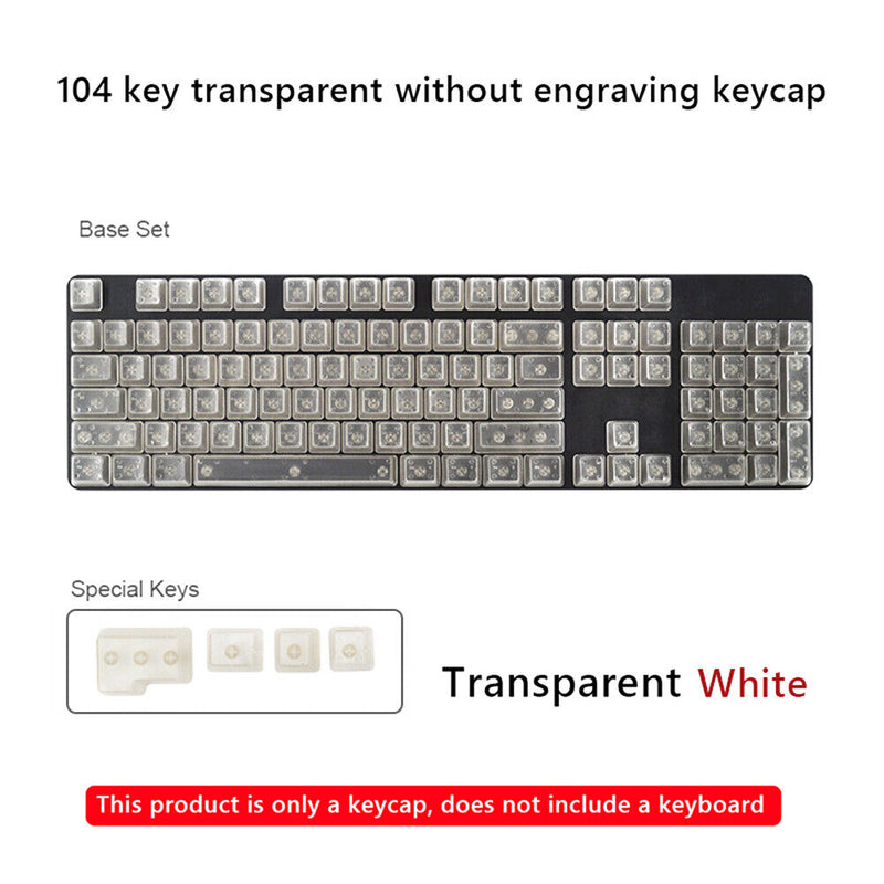 104pcs Transparent Mechanical Keyboard Keycaps Computer Key Cap Set (White)