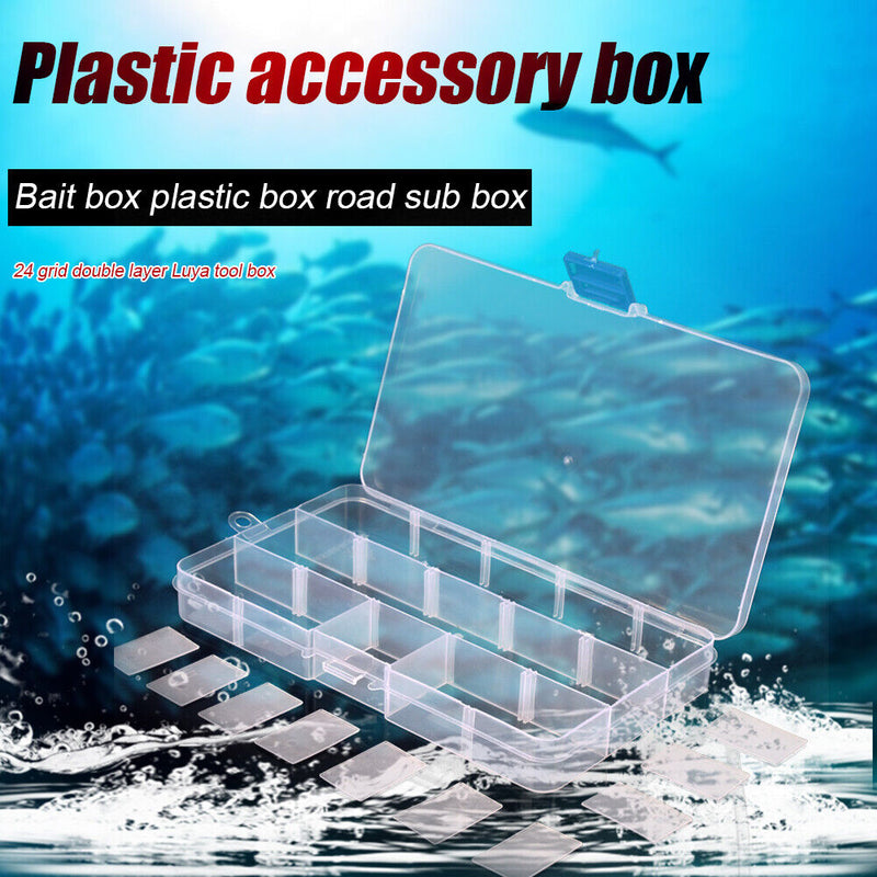 Double Layer Bait Lure Sorting Box Fishing Tackle Case Organizer (24 Slots)