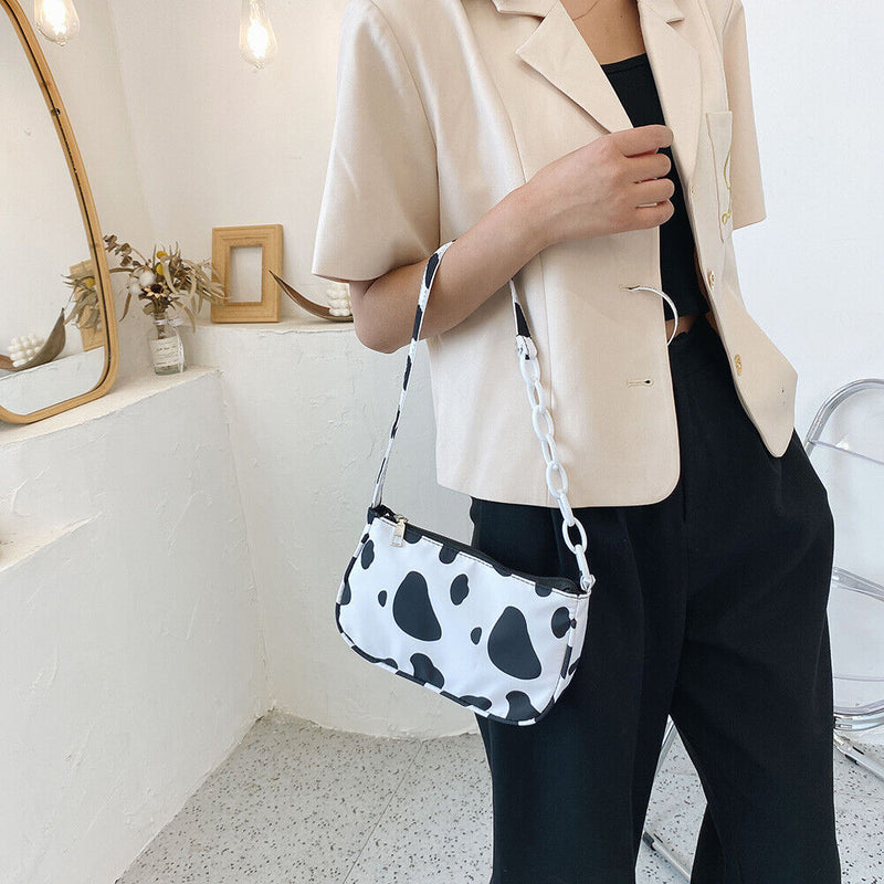 Cow Milk Printed Women Handbag Tote Female Casual Underarm Shoulder Bag (1)
