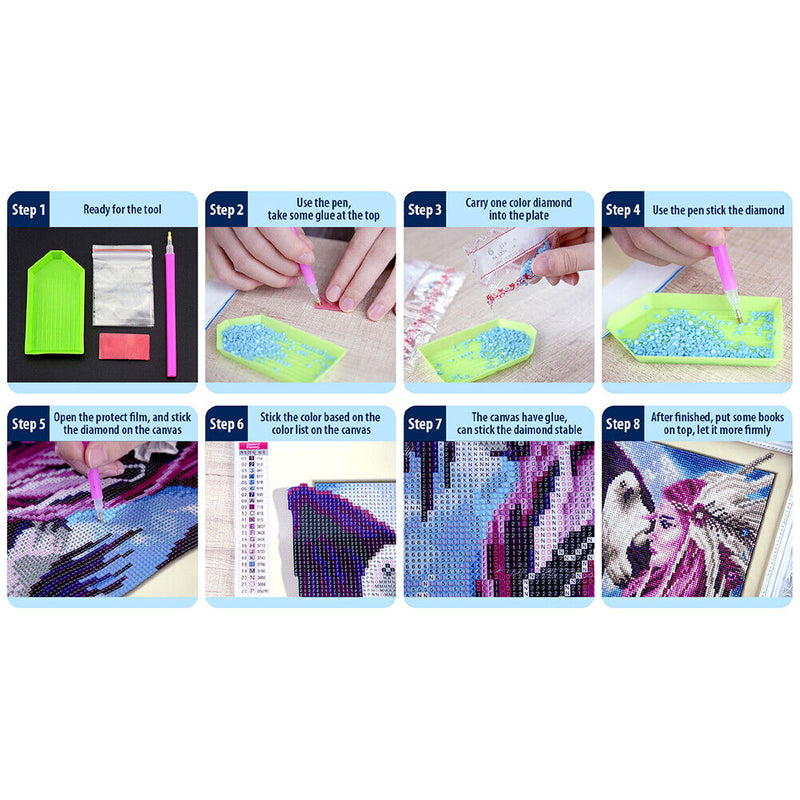 5D Diamond Painting Kit Animals Full Round Drill DIY Rhinestone Picture Hom