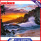 Painting By Numbers DIY Seaside Sunset Canvas Oil Art Picture for Home Decor Kit