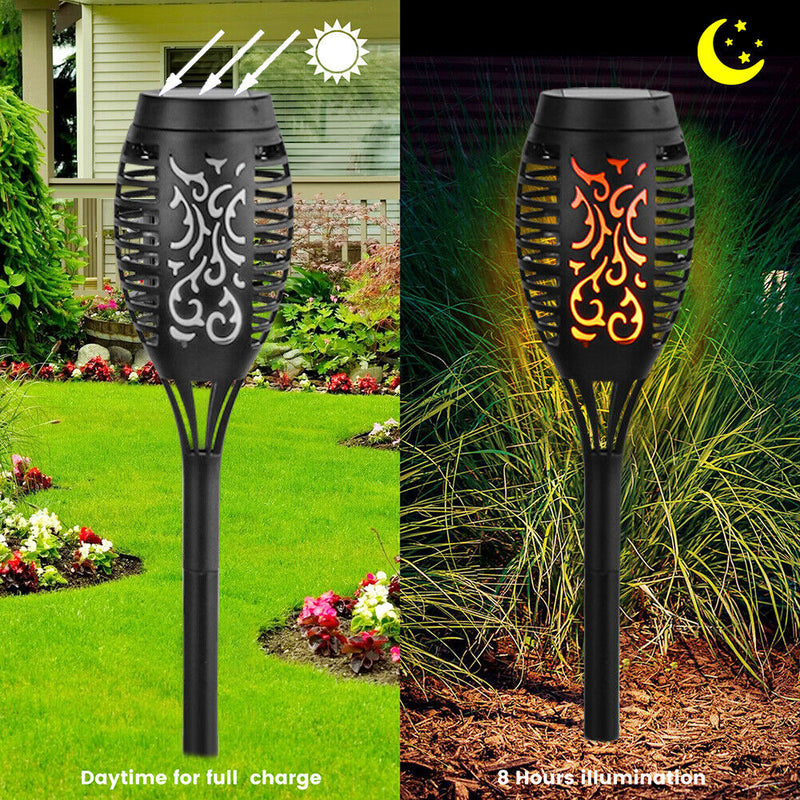 12 LED Flame Torch Light Solar Garden Plug-In Decor Lighting Lamp (2pcs)