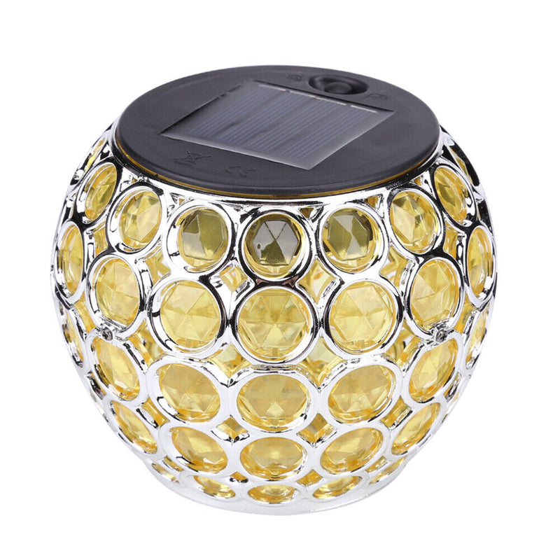 Solar LED Hollow Hanging Ball Light Outdoor Waterproof Garden Lamp (Yellow)