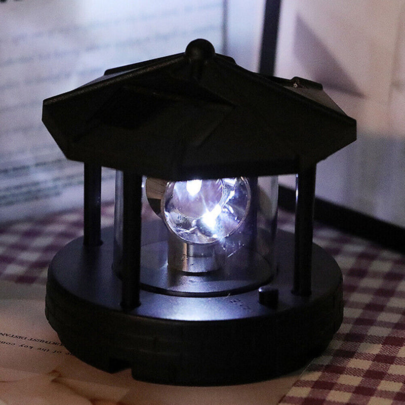 Solar Powered Lighthouse Shape Light Plastic LED Rotating Landscape Beam Lamp