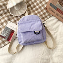 Women Solid Color Corduroy Shoulder Bag Autumn Winter Small Zipper Handbags