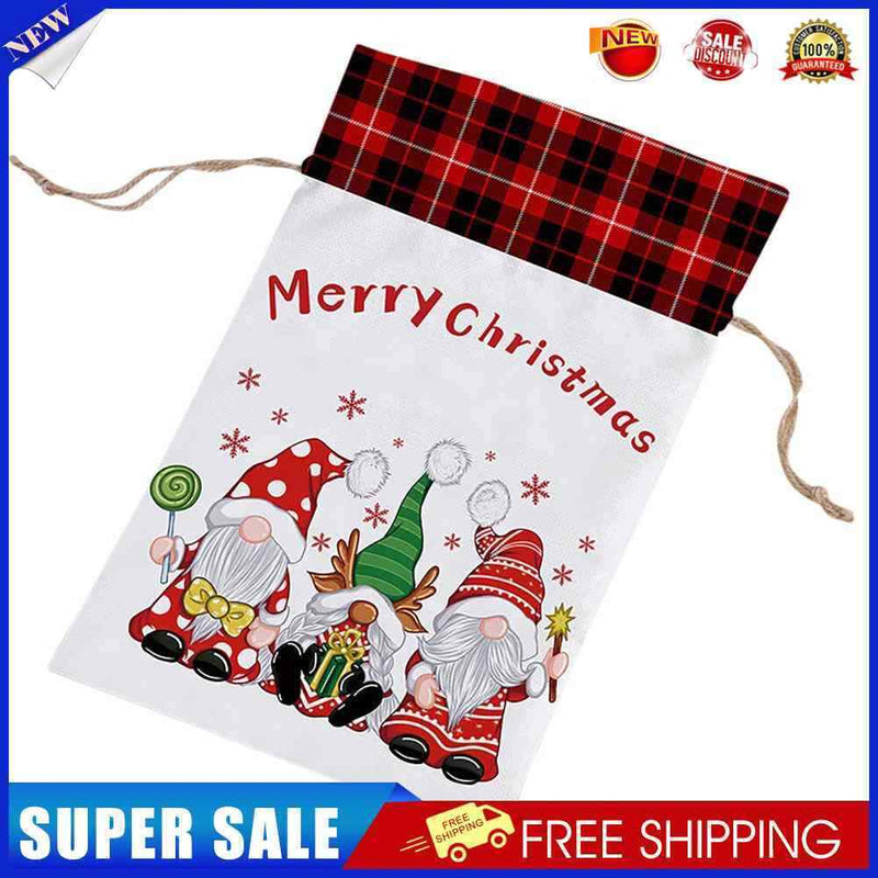 Christmas Drawstring Gift Bags Cartoon Goodie Sack Kids Gift Giving Pouch (