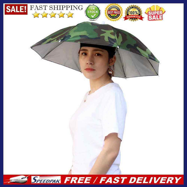 5pcs Outdoor Portable Anti-Rain Anti-Sun Head Umbrella Hat (Camouflage)