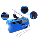 Solar Hand Crank Radio AM/FM Radio with LED Flashlight for Outdoor (Blue)