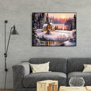 Painting By Numbers Kit DIY Snow House Hand Painted Canvas Oil Art Picture