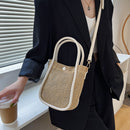 Women Hollow Straw Handbag Handmade Woven Beach Holiday Leather Shoulder Bags