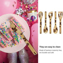 4PC Bamboo Scoop Flower Pattern Printed Kitchen Kitchenware Utensils Set L4X1