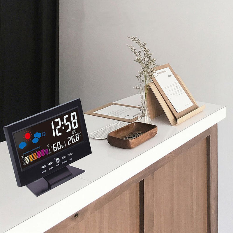 Weather Station Humidity Thermometer Snooze Alarm Clock Calendar Alarm Clock