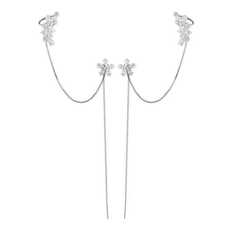 Water Flower Chain Pendant Ear Clip Tassel Earring Stud Earring Ear Bone