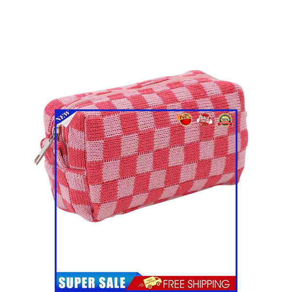#A Pencil Case Large Capacity Cosmetics Brushes Pen Pouch Toiletry Bags (Plaid)