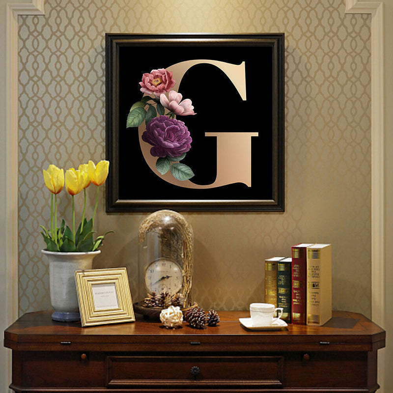 5D DIY Diamond Painting Kits Full Square Drill Flower Letter G Mosaic Picture