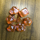 7pcs/Set Multi-sided Dices Digital Polyhedron Acrylic Board Game (Orange) Newly