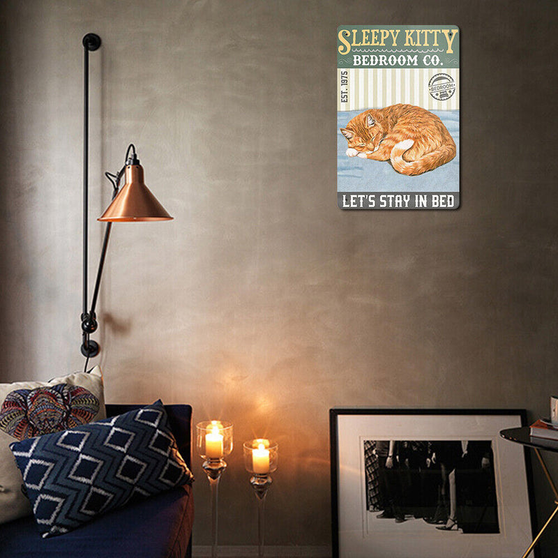 Sleeping Cat Retro Metal Plate Tin Sign Plaque Poster for Bar Club Cafe (1)