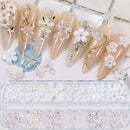 Bear Shape Multi Shaped Nail Art Rhinestones Kit White Flower Nail Art Charms