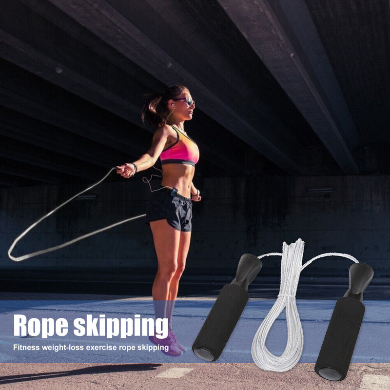 Fitness Jump Rope Adjustable Steel Wire Foam Padded Handle Speed Skipping Rope